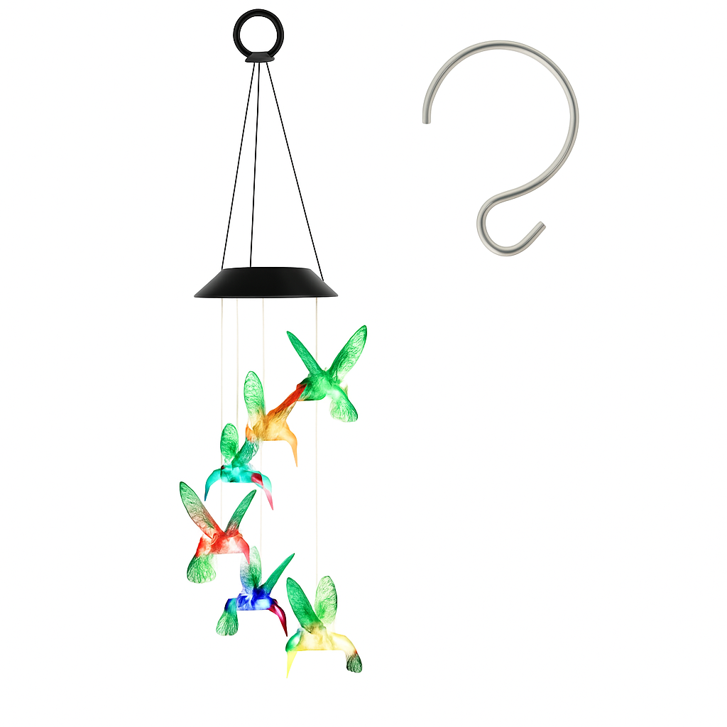 Solar Hummingbird Wind Chime Color Changing