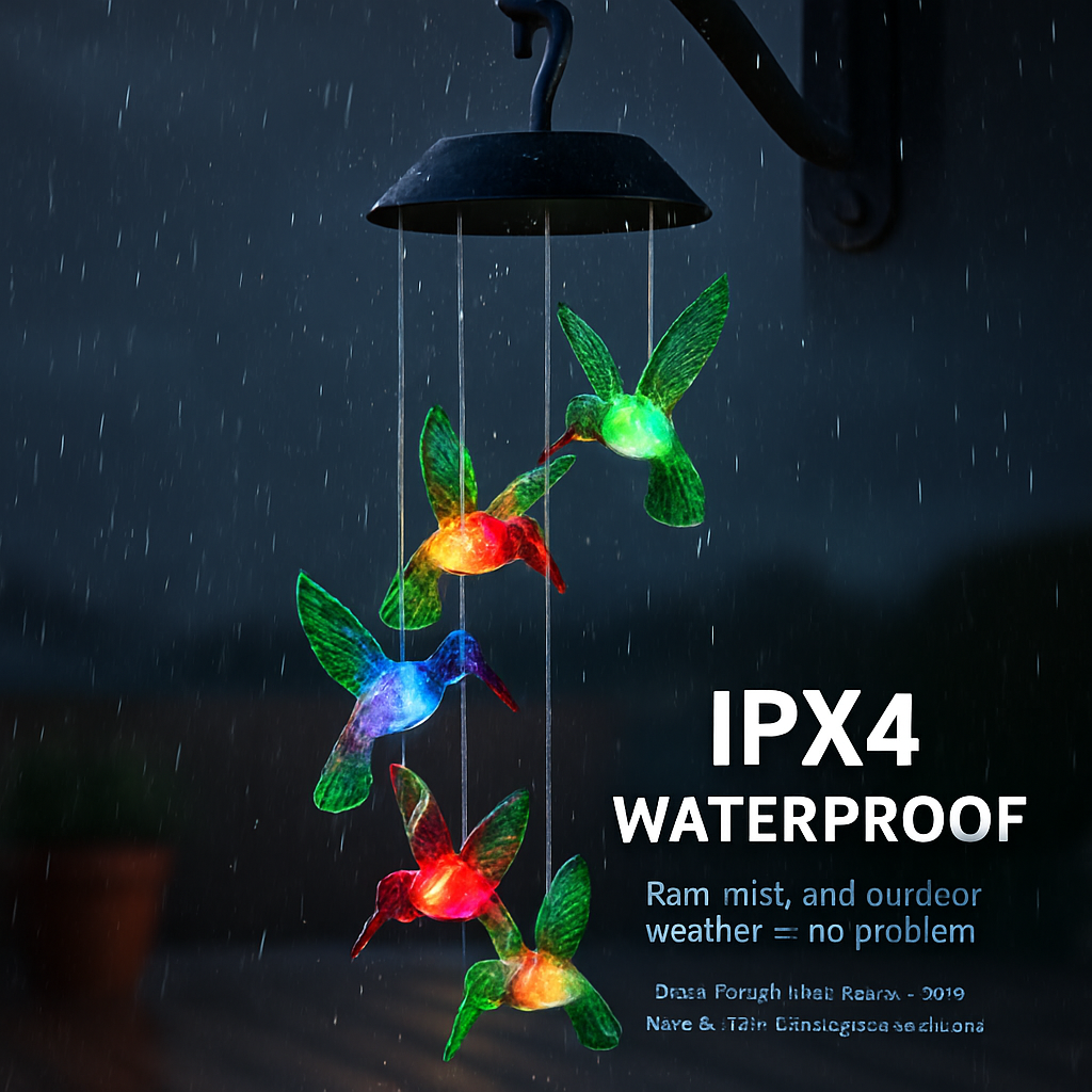 Solar Hummingbird Wind Chime Color Changing