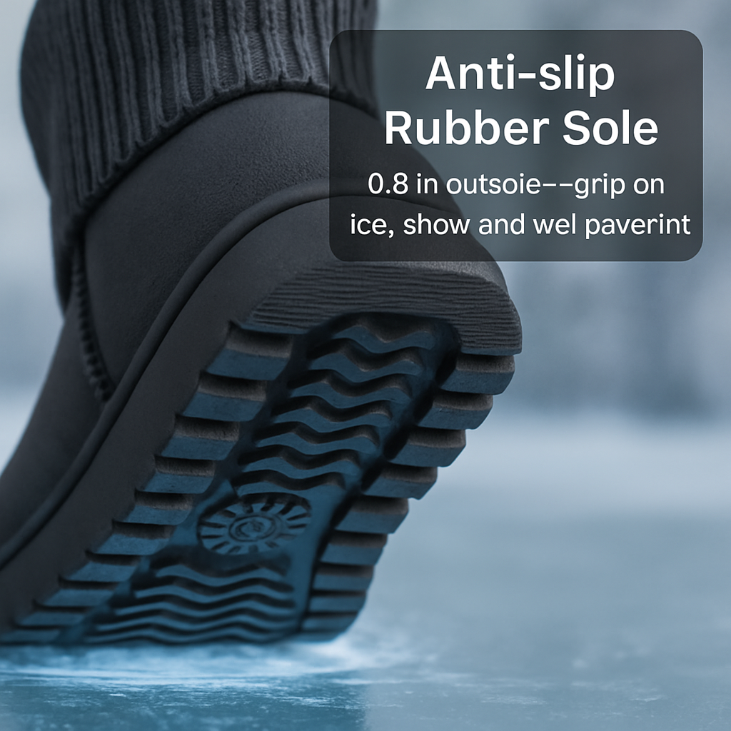 Women Snow Boots Suede Mid-Calf with Knit Lining
