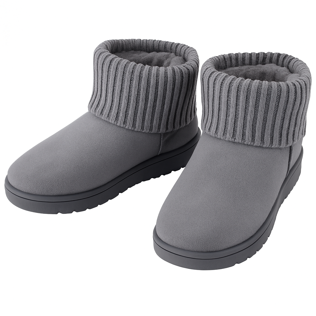 Women Snow Boots Suede Mid-Calf with Knit Lining