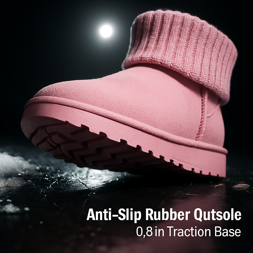 Women Snow Boots Suede Mid-Calf with Knit Lining
