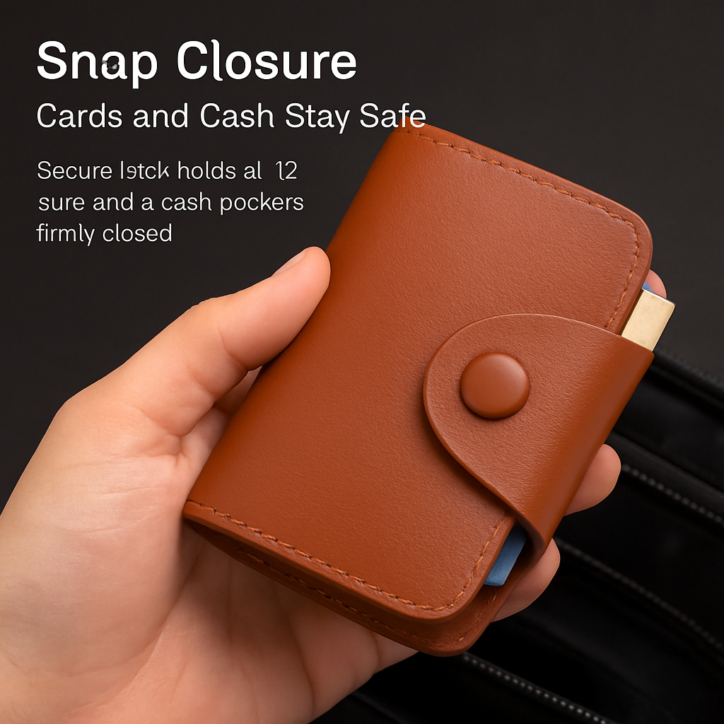 Credit Card Holder Wallet with Snap Closure