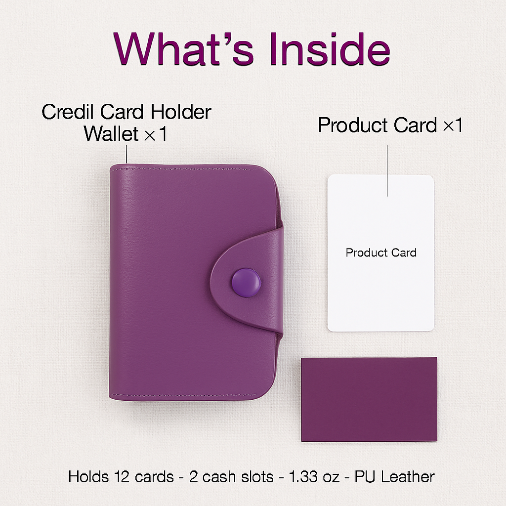 Credit Card Holder Wallet with Snap Closure