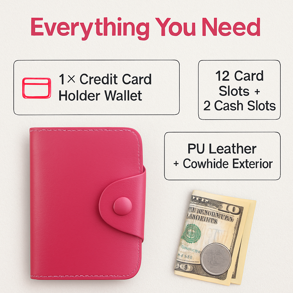 Credit Card Holder Wallet with Snap Closure