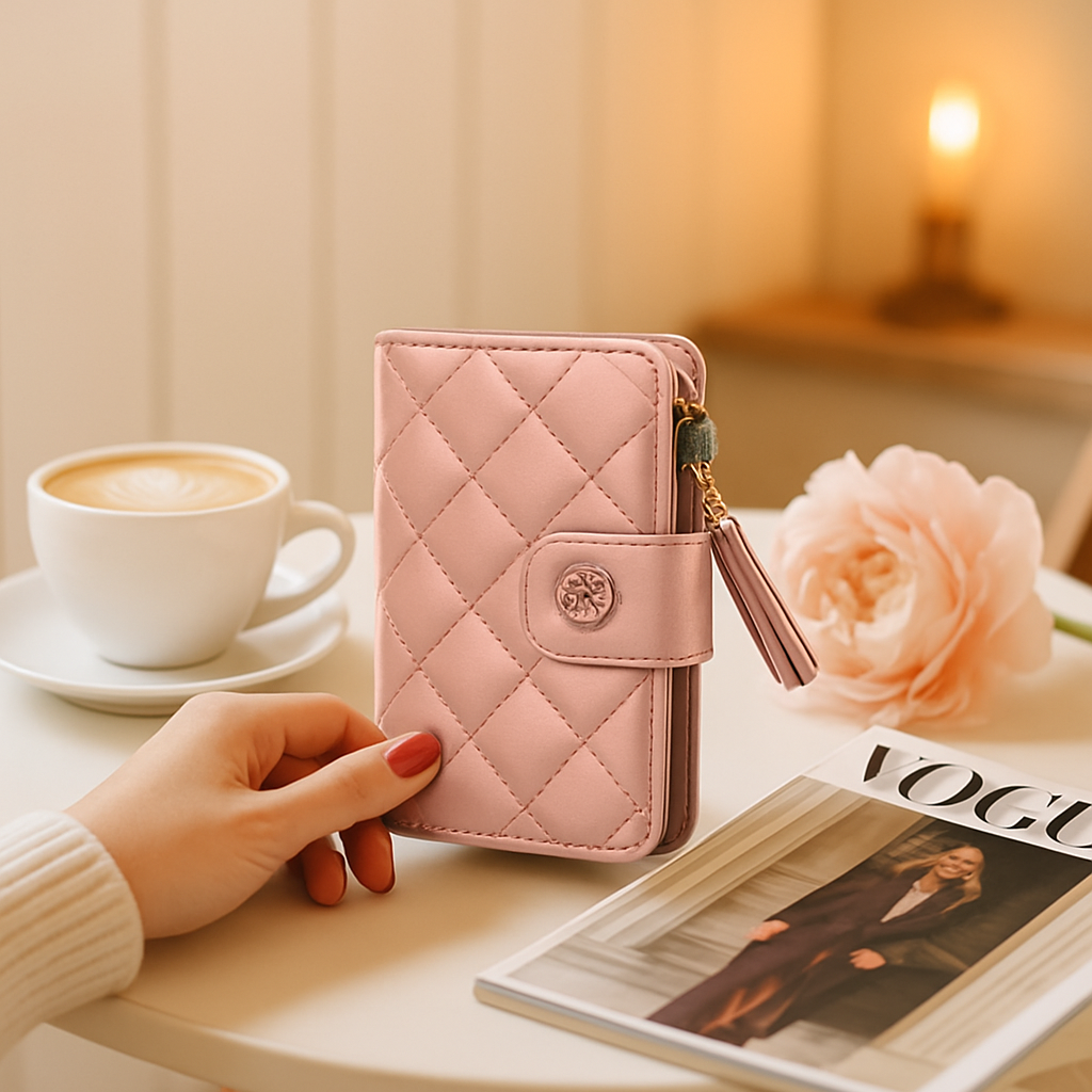 Leather Wallet Clutch with Card Slots and Zipper