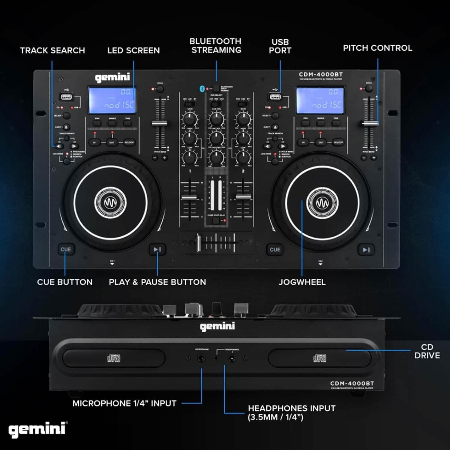 Gemini Sound CDM-4000BT DJミキサー（リファービッシュ品）