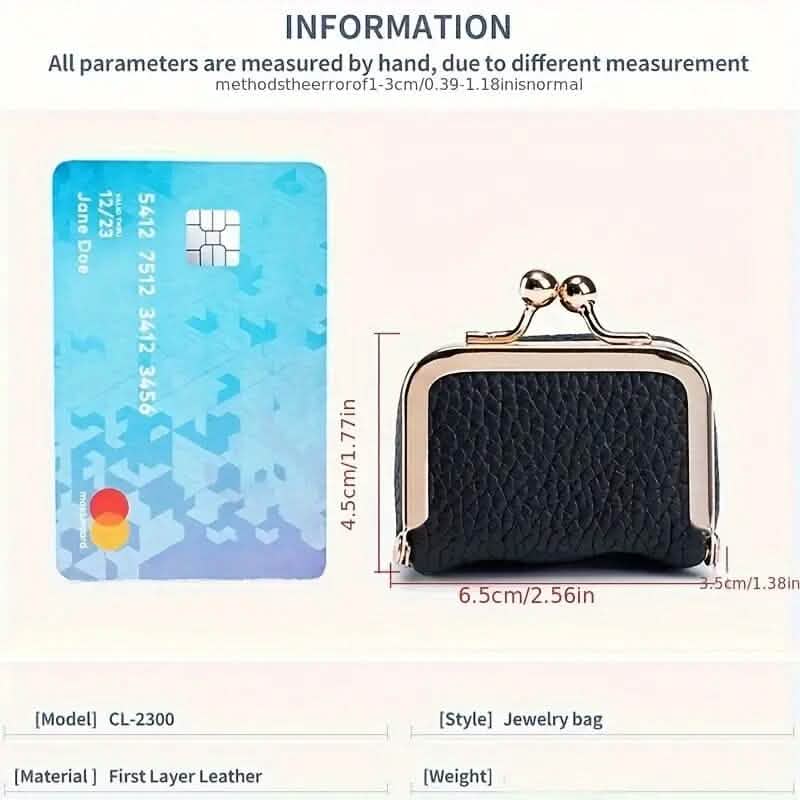 Genuine Leather Vintage-Inspired Coin Purse with Kiss Lock