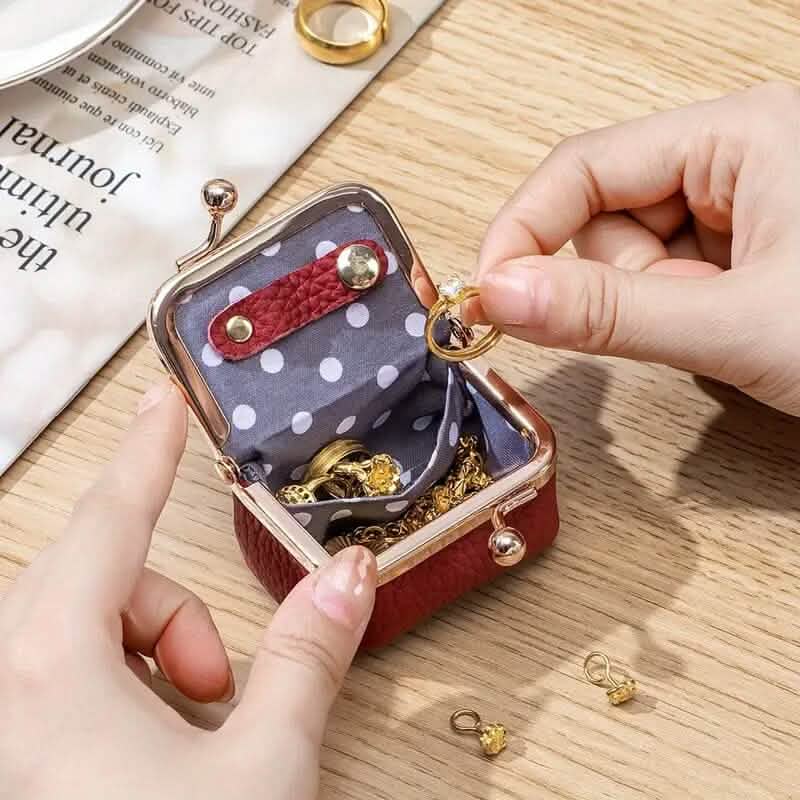 Genuine Leather Vintage-Inspired Coin Purse with Kiss Lock