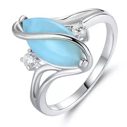 Bague S en larimar véritable taille marquise