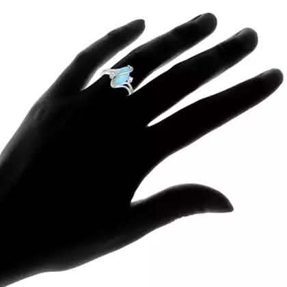 Bague S en larimar véritable taille marquise