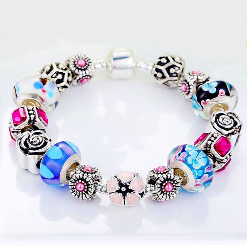 Bracelet en véritable verre de Murano et cristal