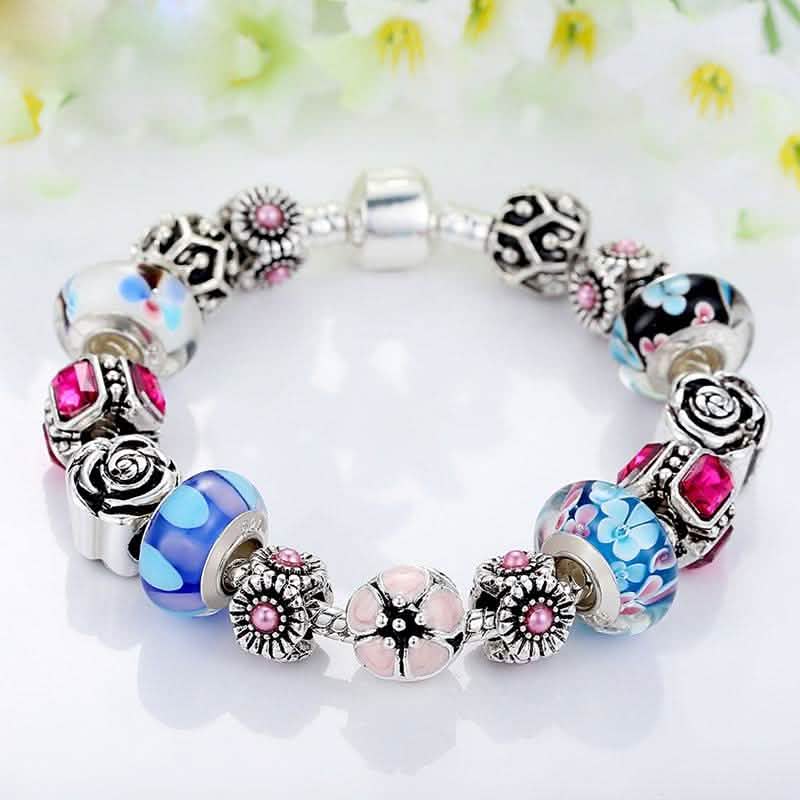 Bracelet en véritable verre de Murano et cristal