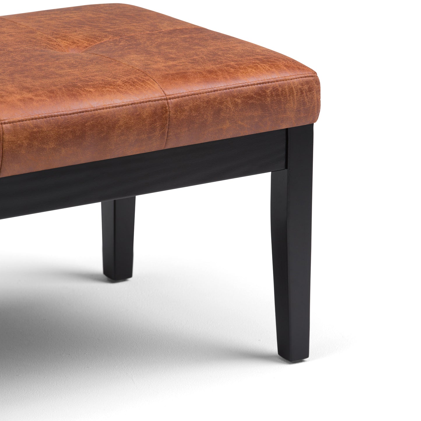 Lacey - Tufted Ottoman Bench - Distressed Saddle