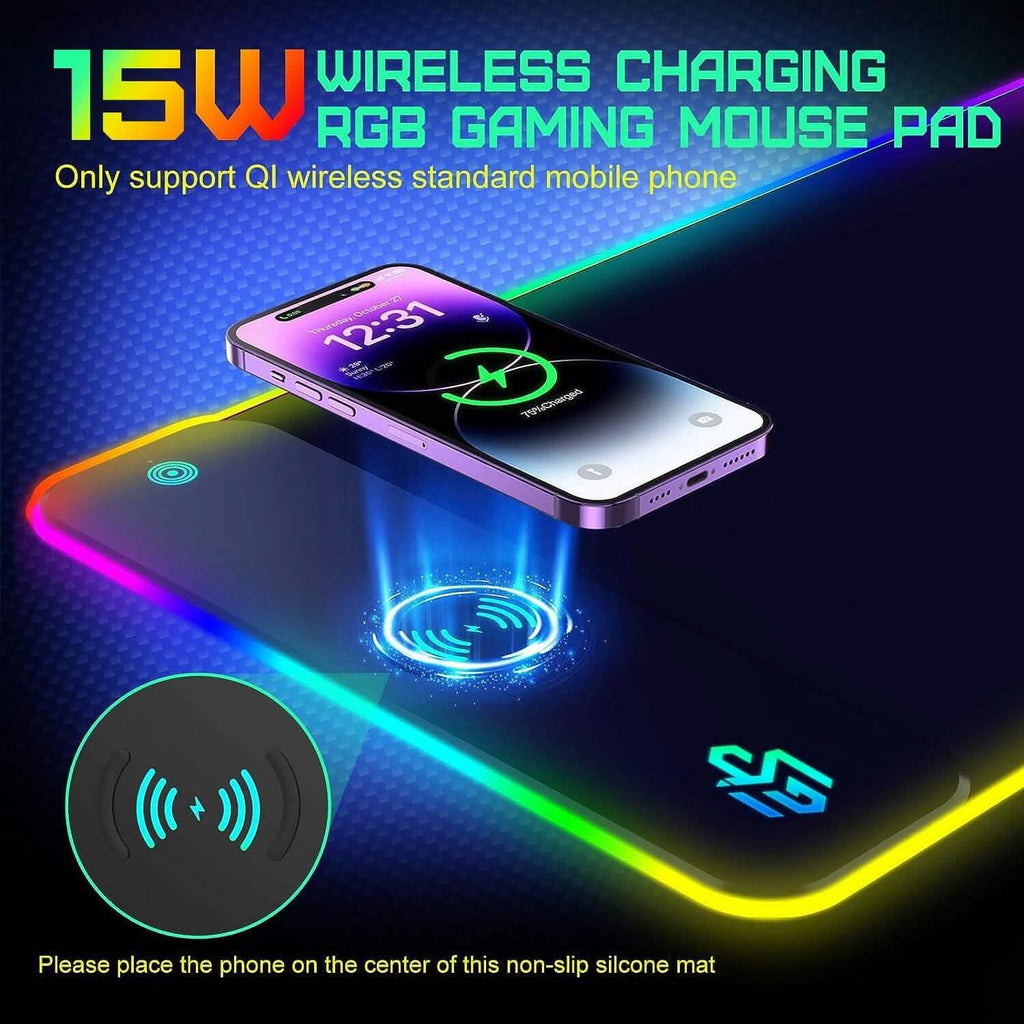 GIM Wireless Charging RGB Gaming Mouse Pad 10W  (Refurbished)