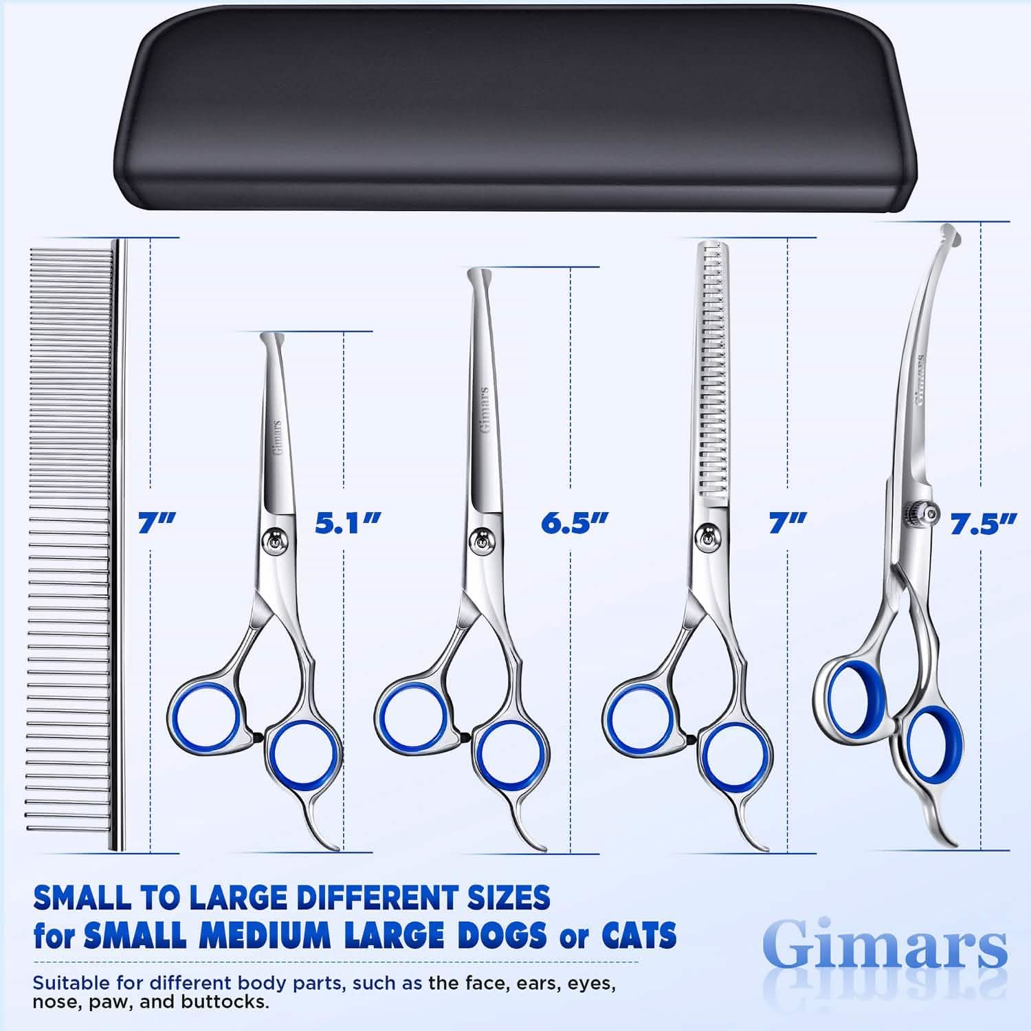 Gimars 6-in-1 プロフェッショナルステンレス製安全ペットグルーミングはさみ