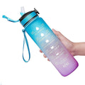 Bouteille d'eau Giotto 950 ml anti-fuite sans BPA avec marqueur de temps et paille