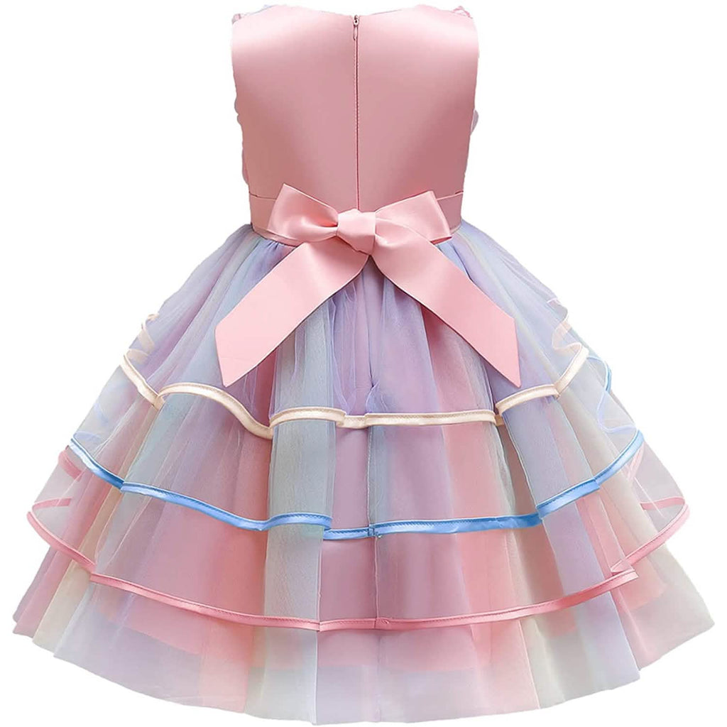 Robe en tulle et dentelle arc-en-ciel pour fille