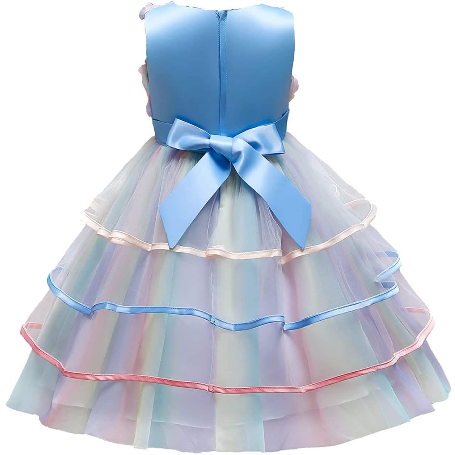 Robe en tulle et dentelle arc-en-ciel pour fille