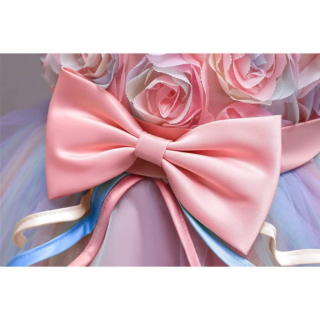 Robe en tulle et dentelle arc-en-ciel pour fille