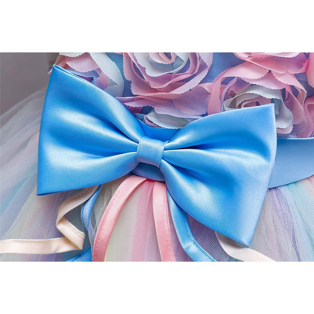 Robe en tulle et dentelle arc-en-ciel pour fille