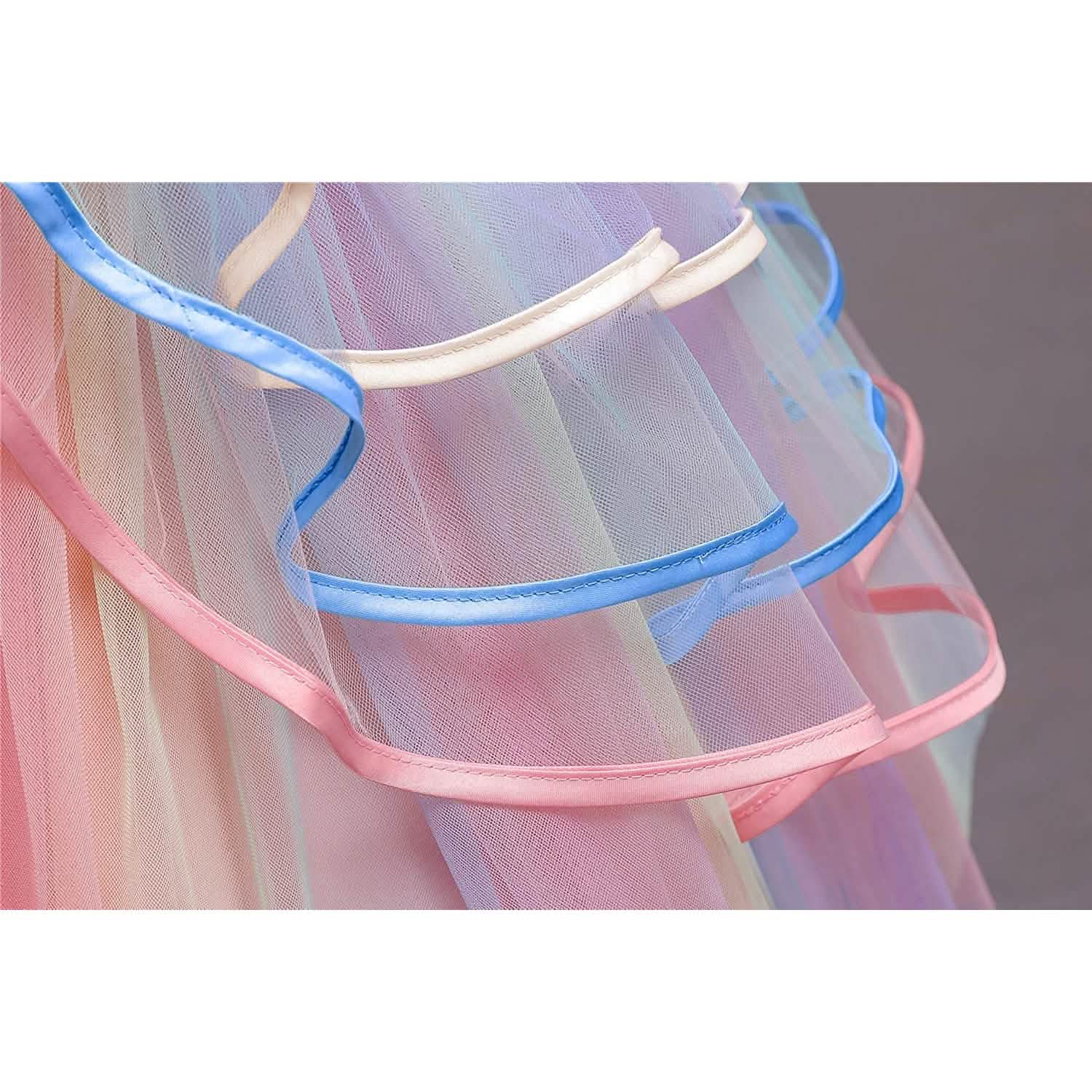 Robe en tulle et dentelle arc-en-ciel pour fille