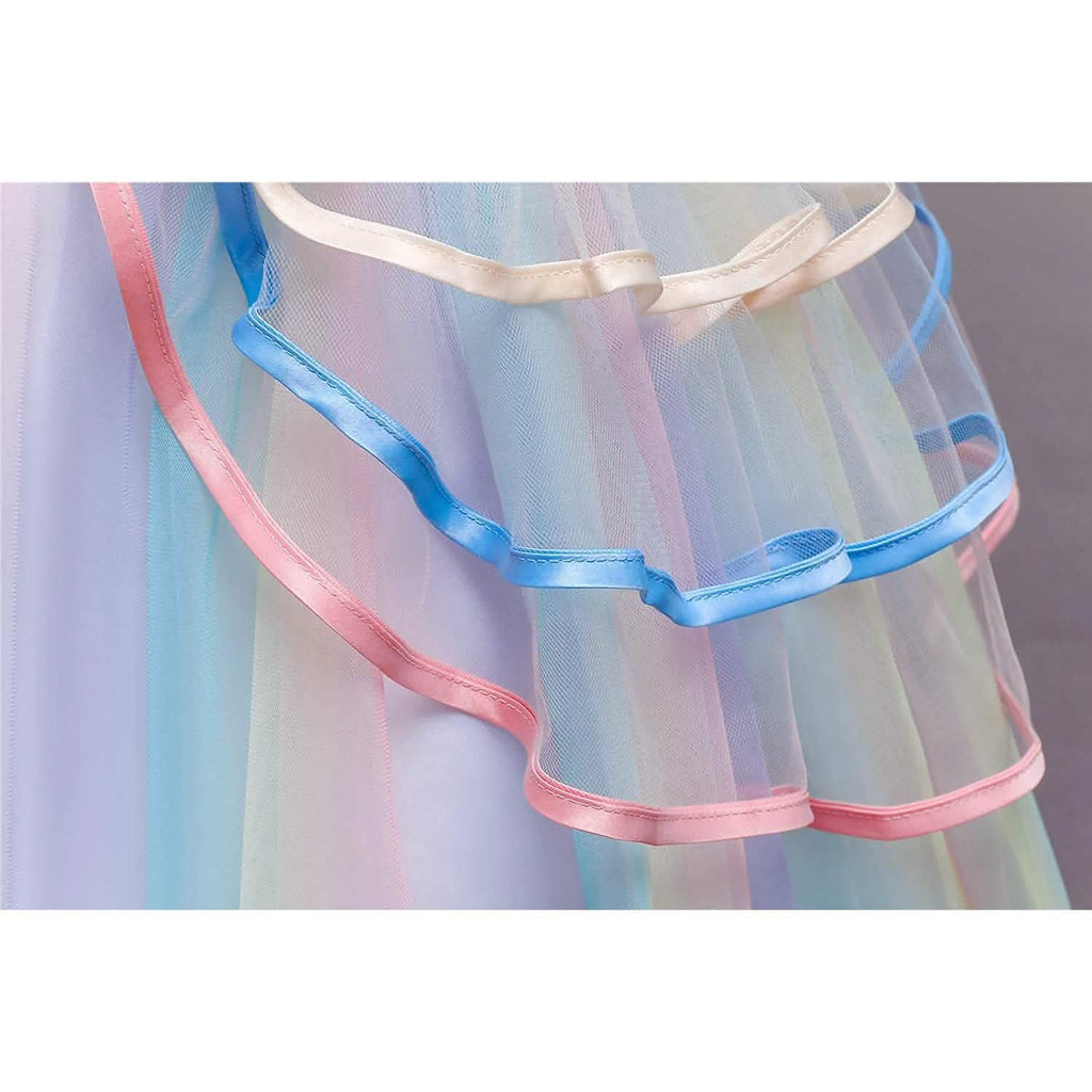 Robe en tulle et dentelle arc-en-ciel pour fille