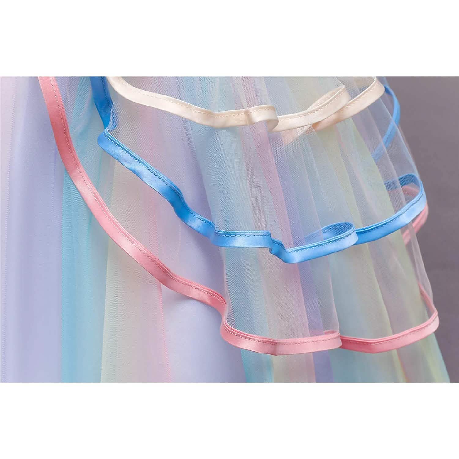 Robe en tulle et dentelle arc-en-ciel pour fille