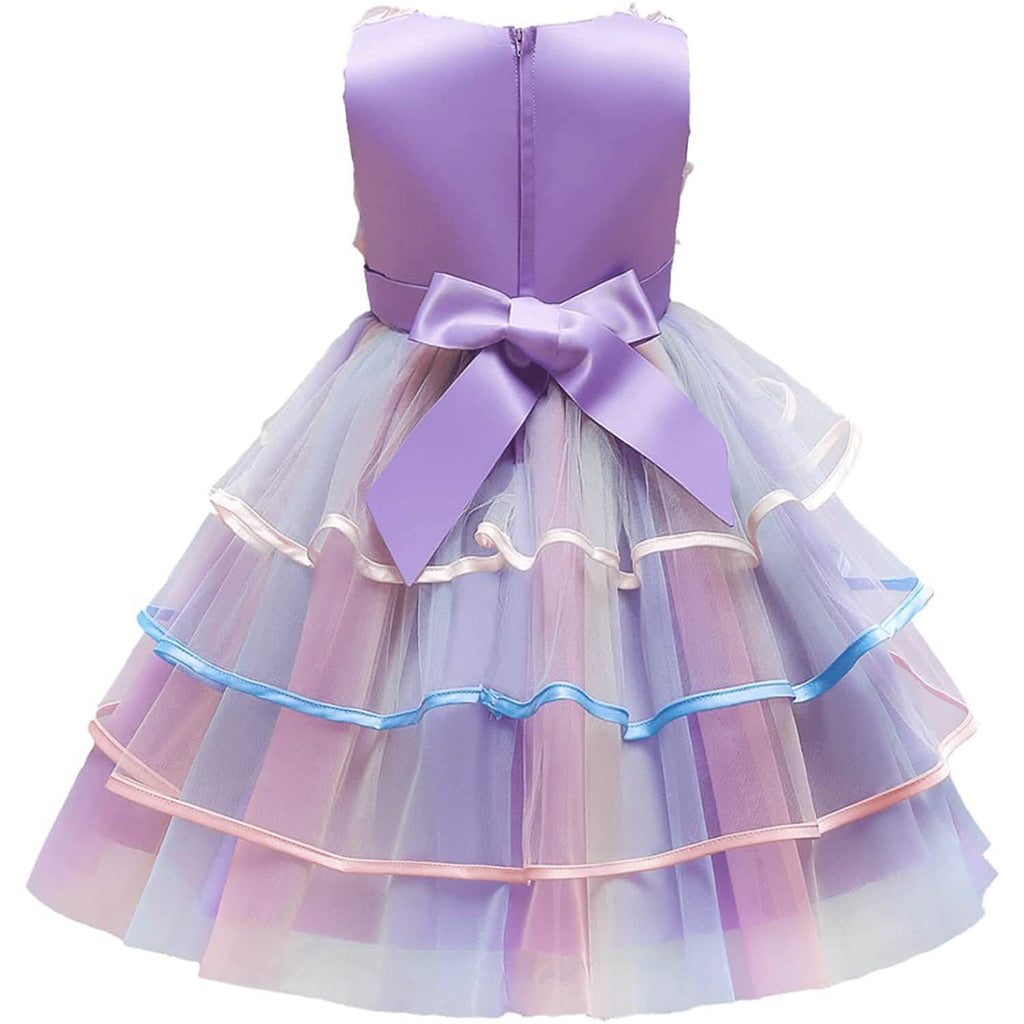 Robe en tulle et dentelle arc-en-ciel pour fille
