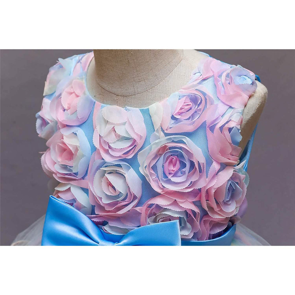 Robe en tulle et dentelle arc-en-ciel pour fille
