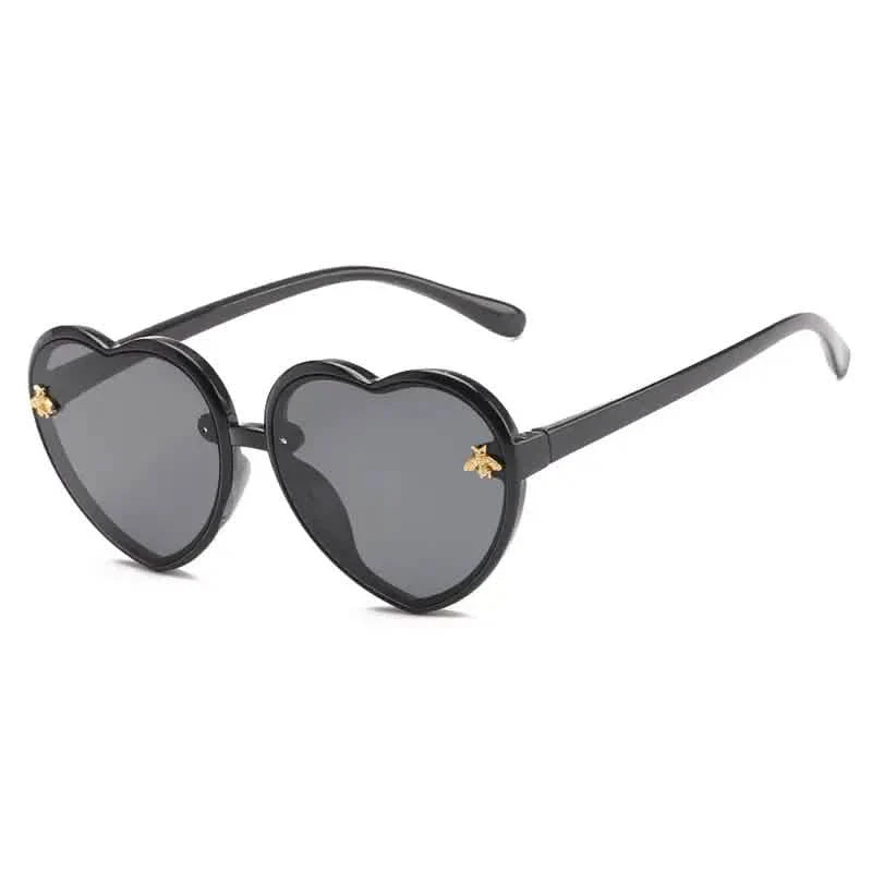 Lunettes de soleil pour filles, protection UV, en forme de cœur, décor abeille, lunettes pare-soleil