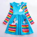 Robe fleurie licorne arc-en-ciel pour filles