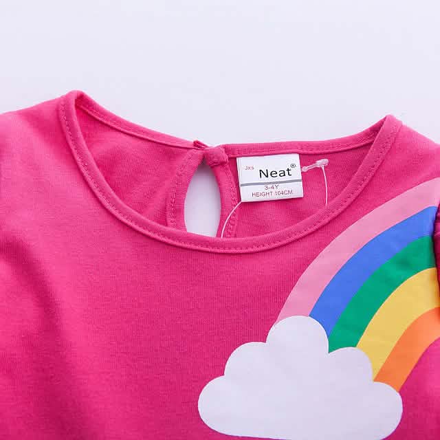 Robe fleurie licorne arc-en-ciel pour filles