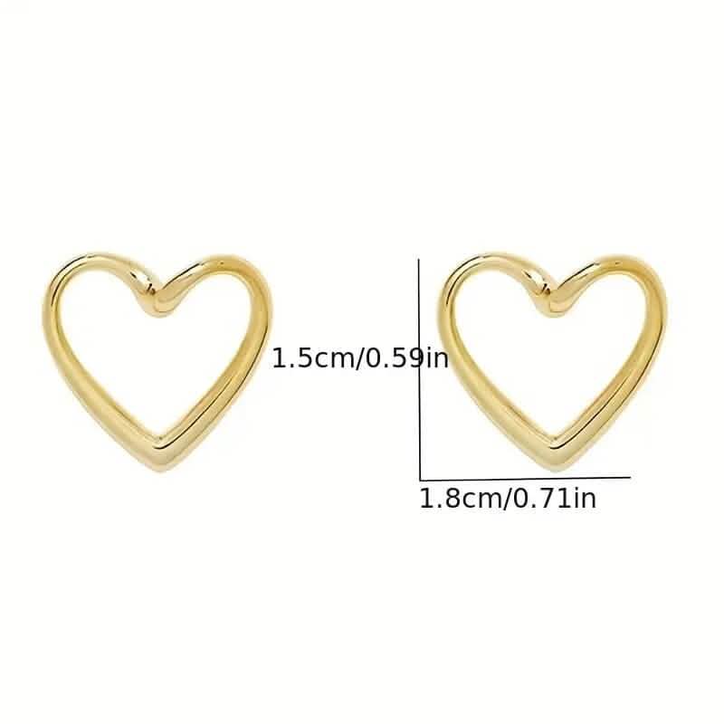 Boucles d'oreilles clous motif cœur creux brillant