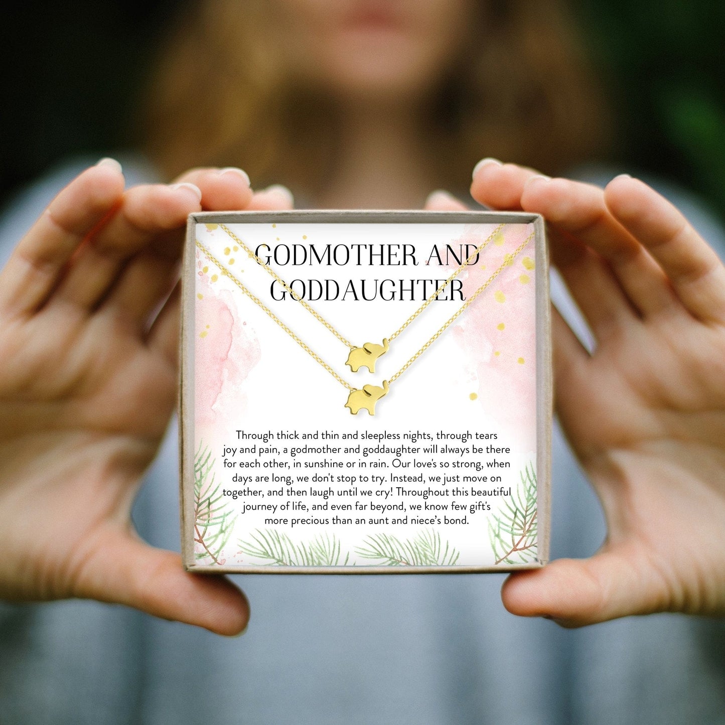Godmother-Goddaughter Elephant Necklace Set