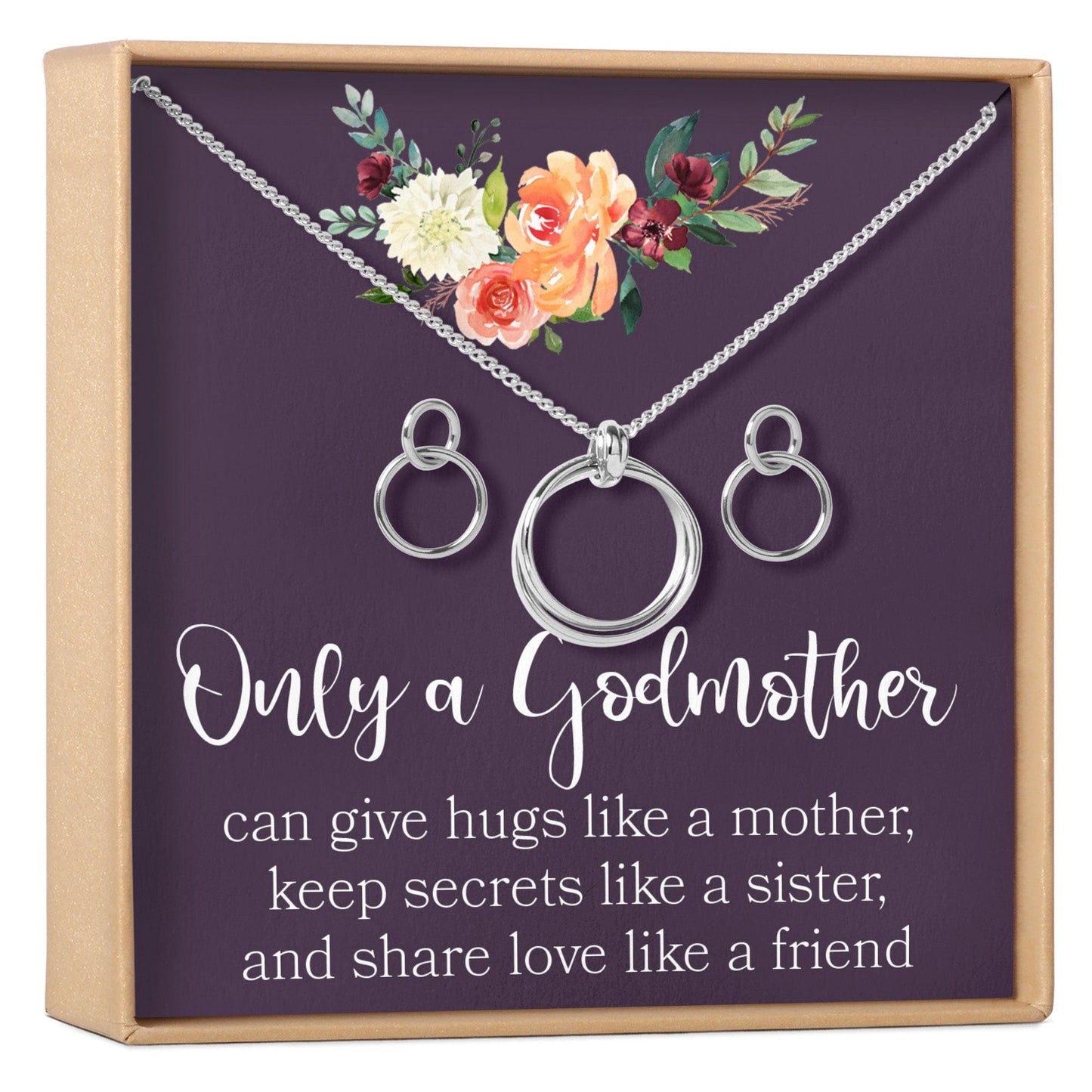 Godmother Linked Circles Earring and Necklace Jewelry Set
