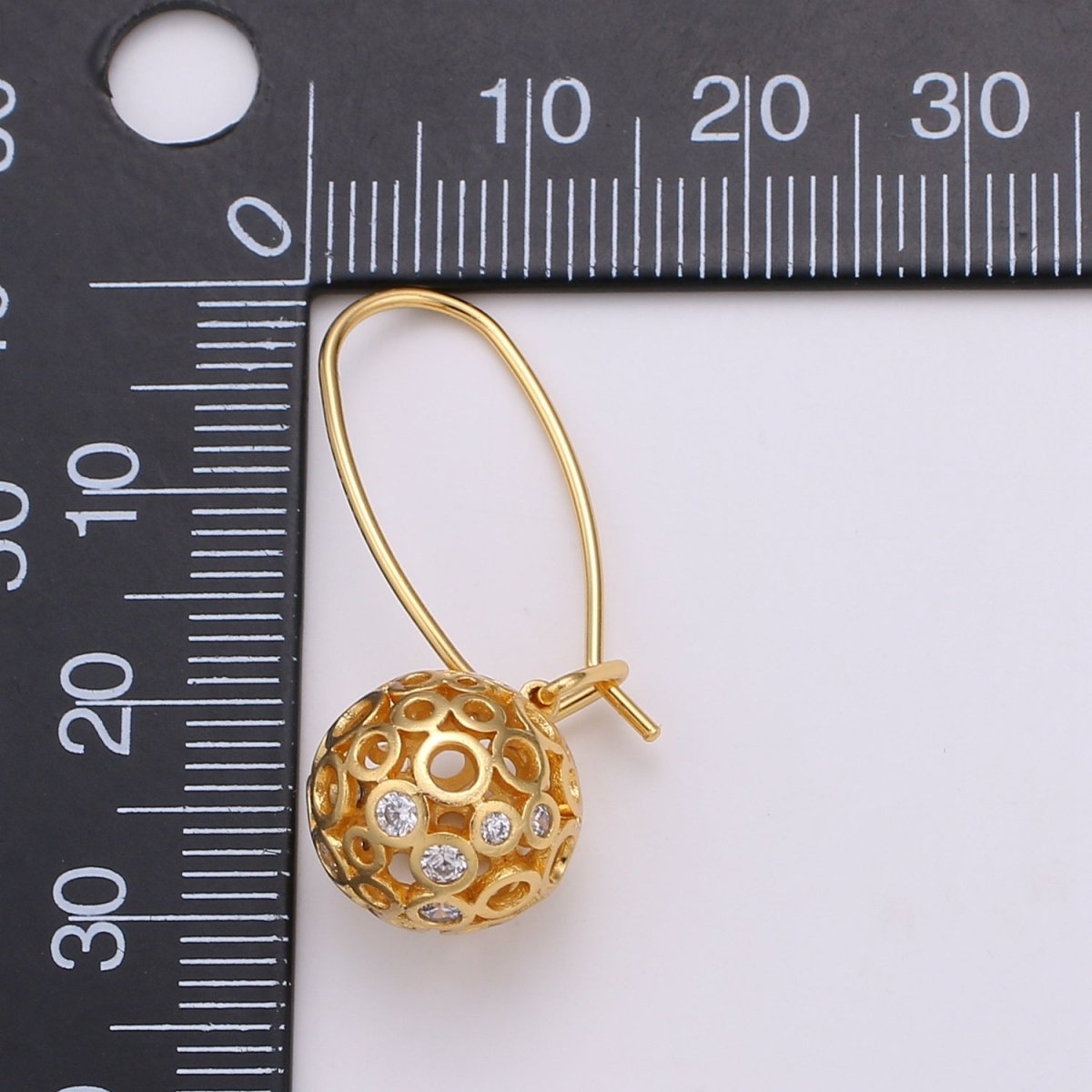 Gold Ball Earrings - 24k Gold Filled Drop Ball Earrings Dangle Earrings - Statement Jewelry Party Earring Q-324