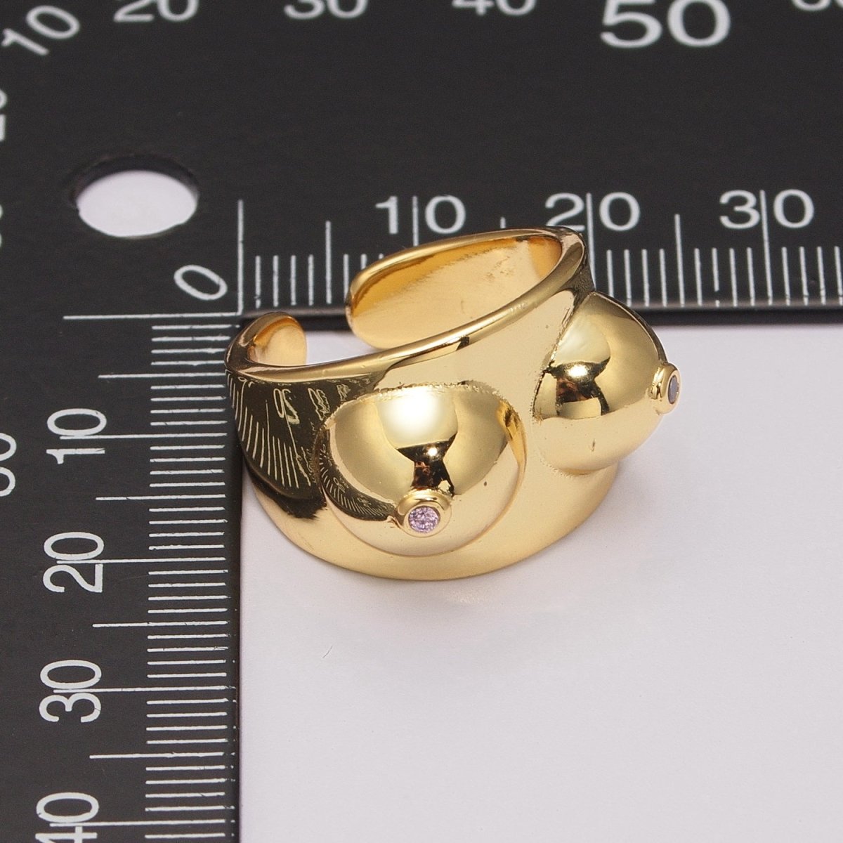 Gold, Silver CZ Body Positive Breast Cancer Awareness Novelty Ring | U025 U026