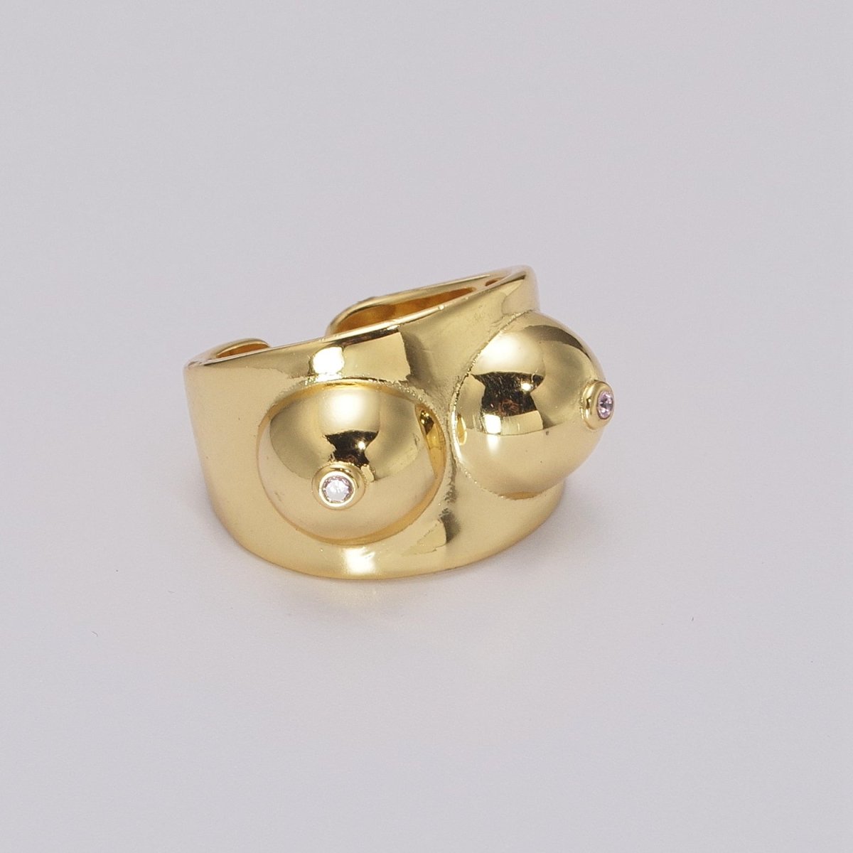 Gold, Silver CZ Body Positive Breast Cancer Awareness Novelty Ring | U025 U026