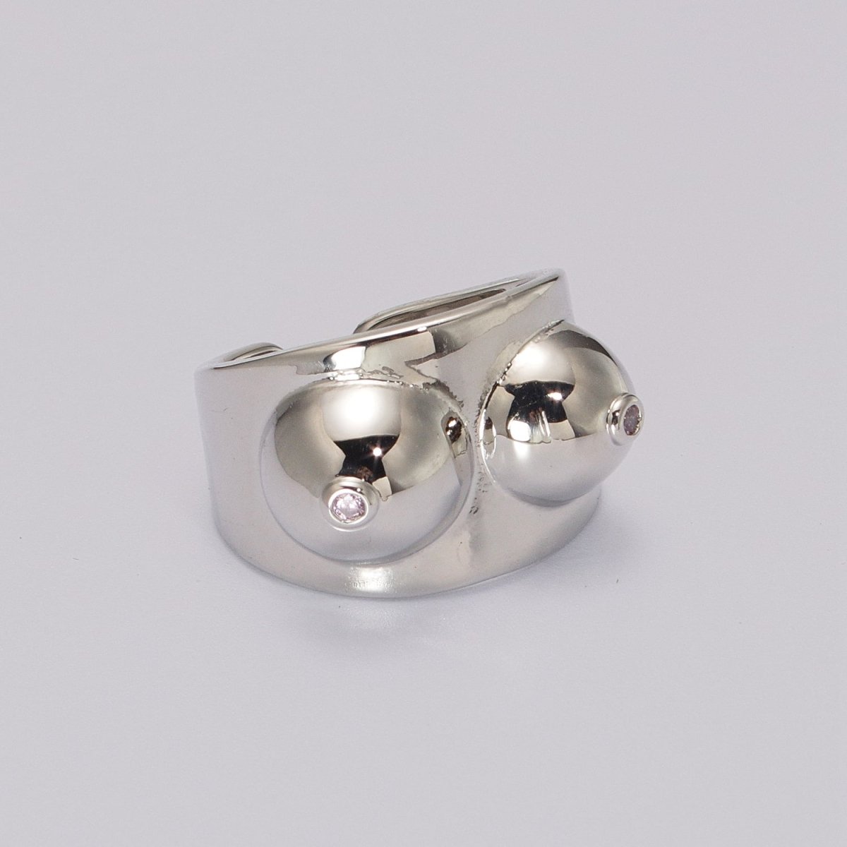 Gold, Silver CZ Body Positive Breast Cancer Awareness Novelty Ring | U025 U026