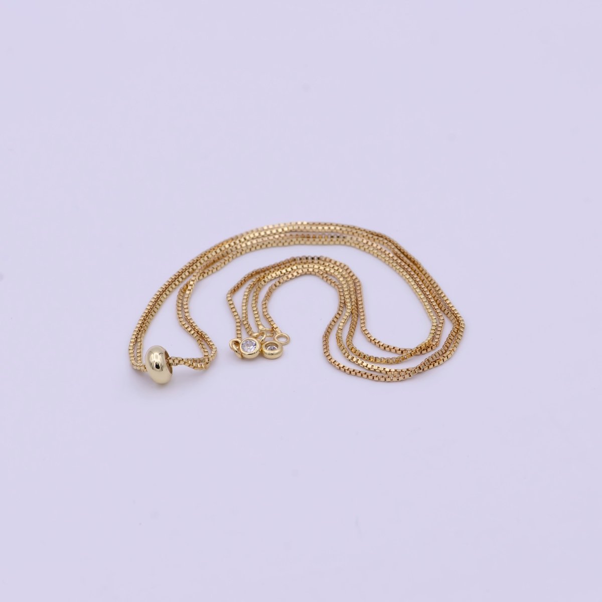 Gold Box Chain Necklace Adjustable 16 inch long Half Open Necklace for Jewelry Making Supply L-574