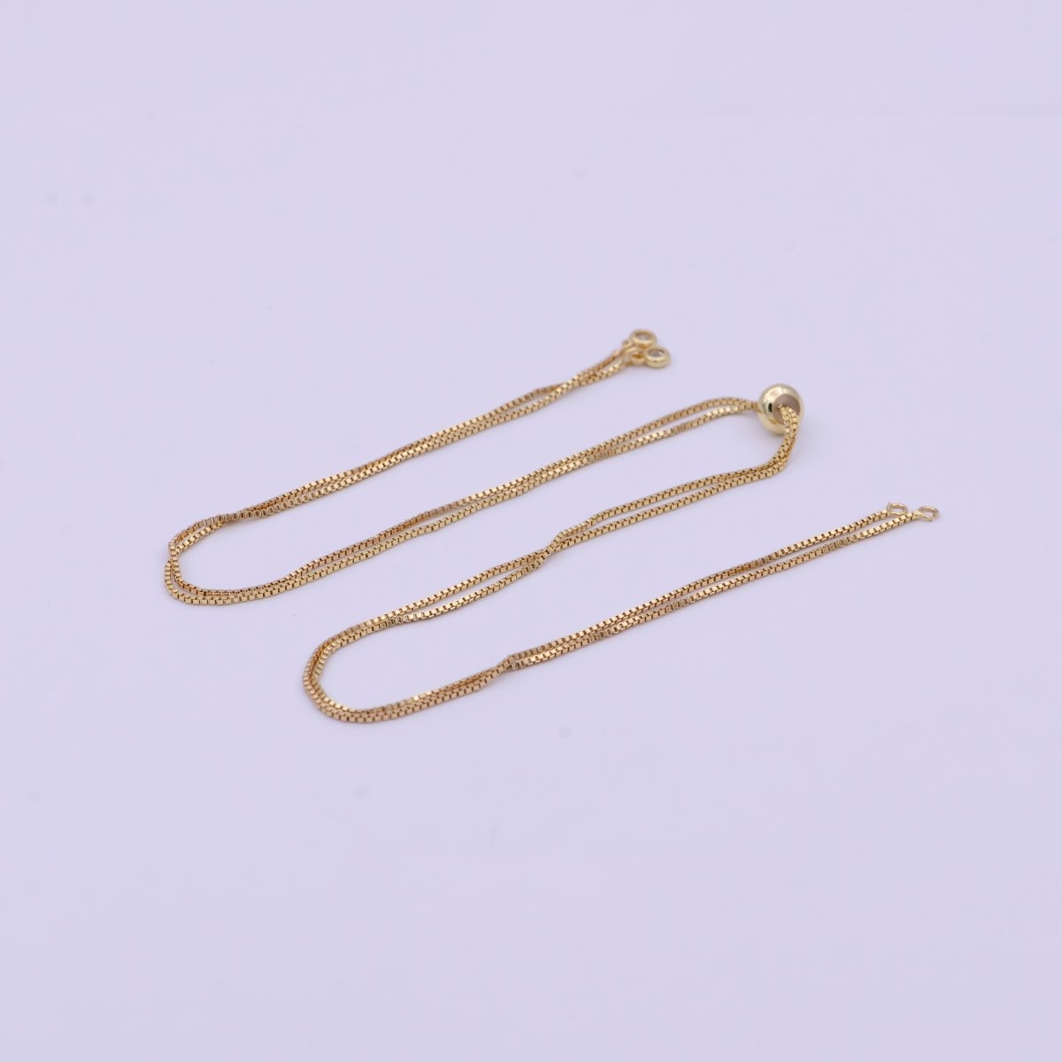 Gold Box Chain Necklace Adjustable 16 inch long Half Open Necklace for Jewelry Making Supply L-574