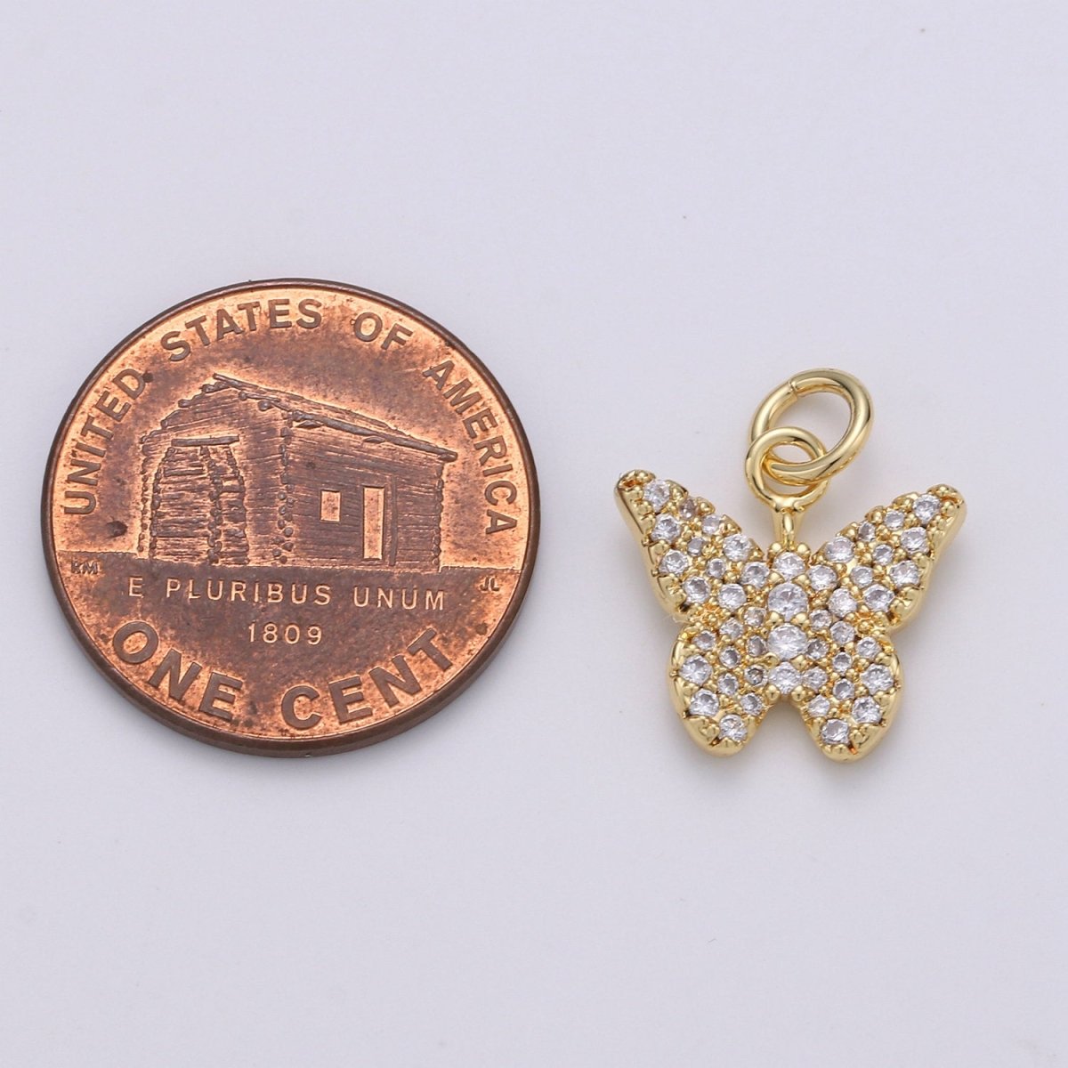 Gold Butterfly Charm CZ Micro Pave, Butterfly Pendant for Necklace Earring Bracelet Supply in 24k Gold Filled Findings D-480