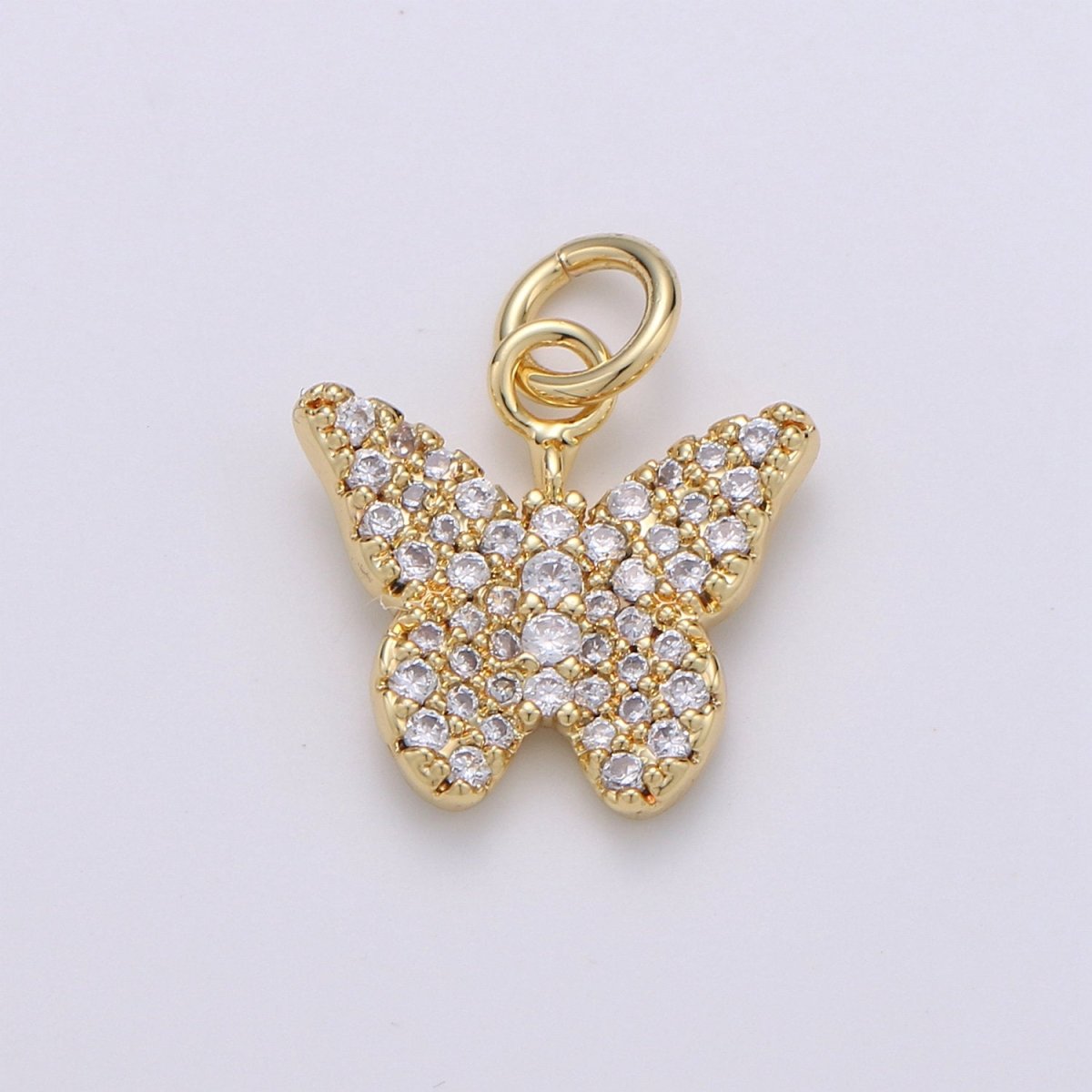 Gold Butterfly Charm CZ Micro Pave, Butterfly Pendant for Necklace Earring Bracelet Supply in 24k Gold Filled Findings D-480