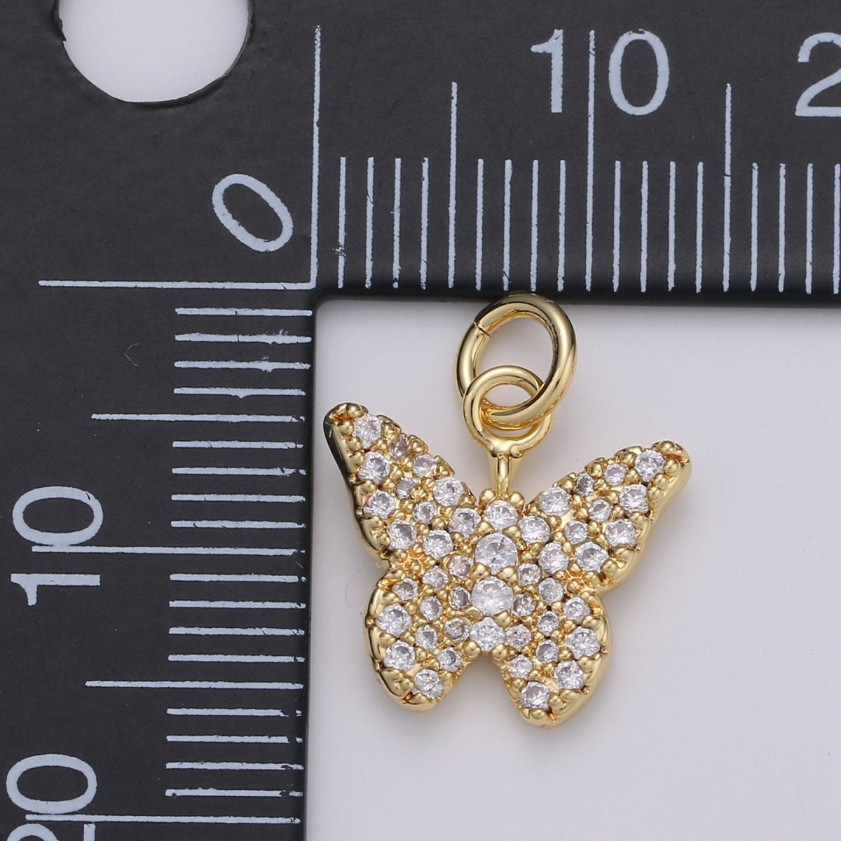 Gold Butterfly Charm CZ Micro Pave, Butterfly Pendant for Necklace Earring Bracelet Supply in 24k Gold Filled Findings D-480