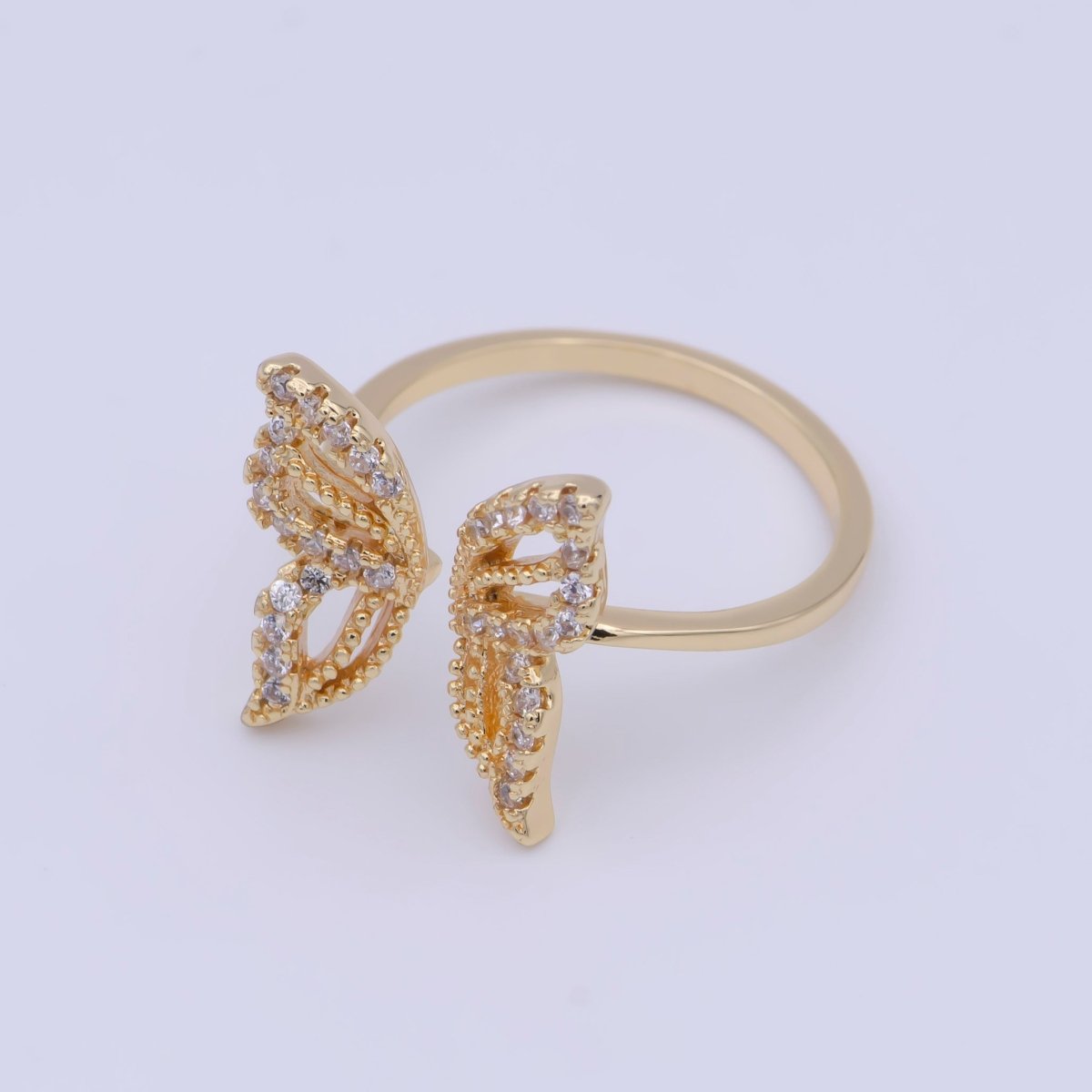 Gold Butterfly Ring Dainty Monarch Ring, Adjustable Ring, Minimalist Cz Ring, Micro Pave Ring, Gold Open Ring, Dainty Jewelry R044