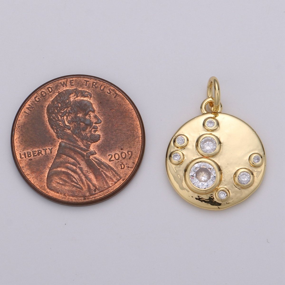 Gold Charm, Bubble Charm, Bubble Pendant, Bubble Coin  Charm, Tiny Bubble Charm 14k Gold Filled Charm D-409
