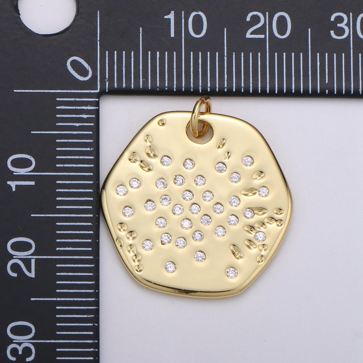 Gold Charm, Bubble Charm, Bubble Pendant, Bubble Octagon Charm, Tiny Bubble Charm 14k Gold Filled Charm D-717