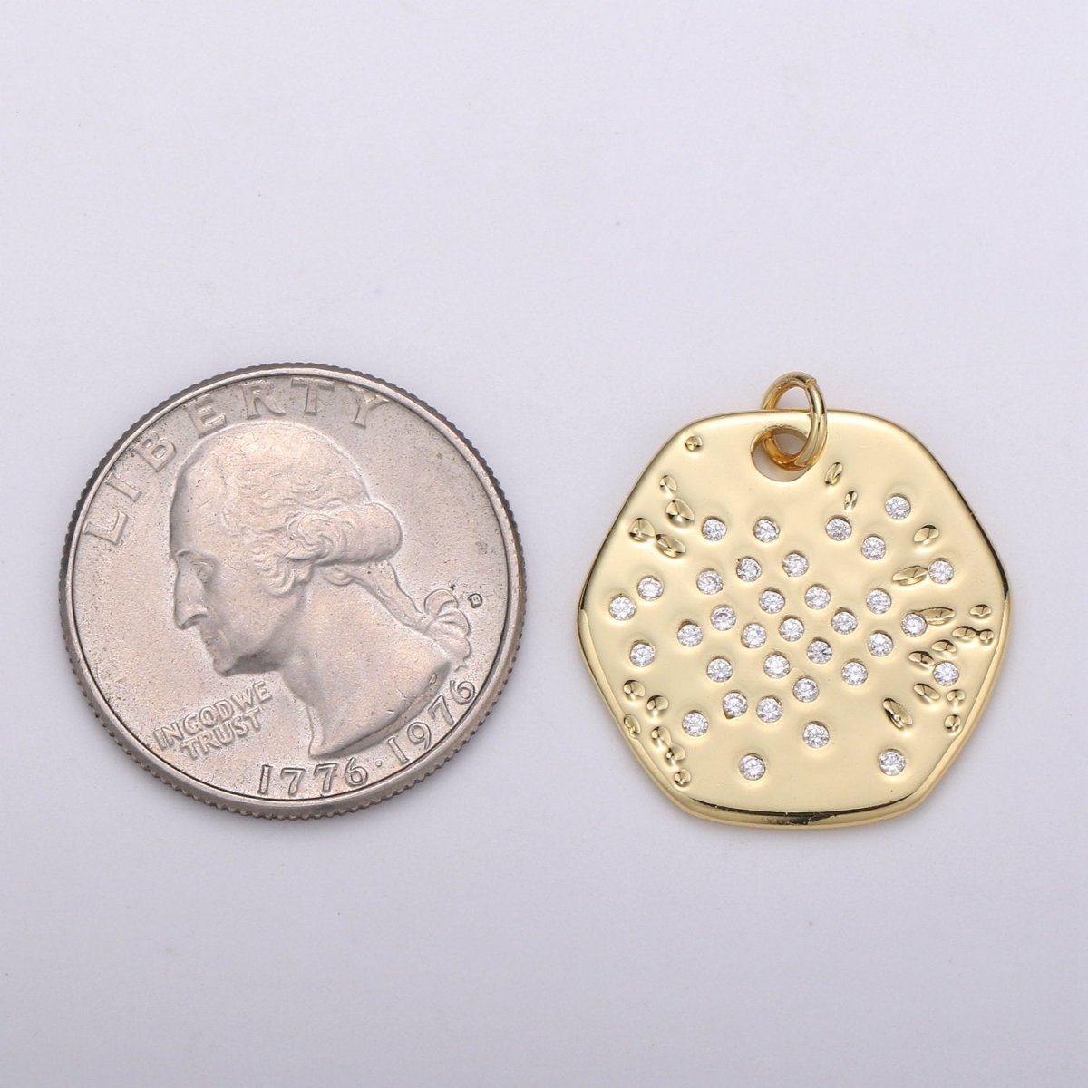 Gold Charm, Bubble Charm, Bubble Pendant, Bubble Octagon Charm, Tiny Bubble Charm 14k Gold Filled Charm D-717