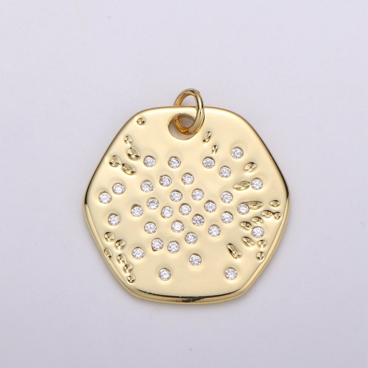 Gold Charm, Bubble Charm, Bubble Pendant, Bubble Octagon Charm, Tiny Bubble Charm 14k Gold Filled Charm D-717