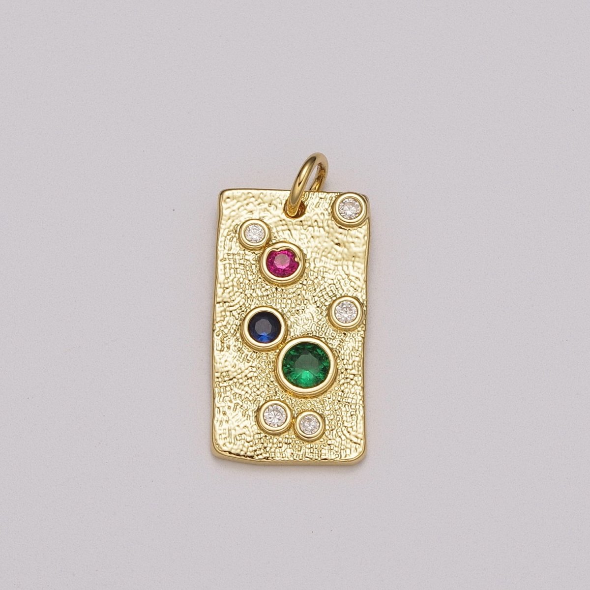 Gold Charm, Rainbow Bubble Charm, Bubble Pendant, Bubble Tag Charm, Tiny Bubble Rectangle Charm 14k Gold Filled Charm M-526